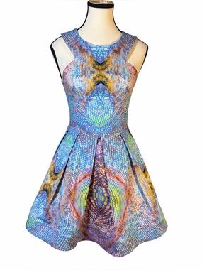 Alexis Dream Marine Mini Dress Fit & Flare Blue Halter Women’s Size XS Party